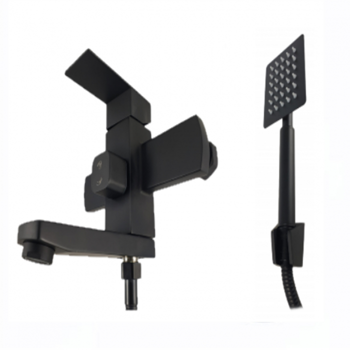 Baterie cada MIXXUS KUB-009 (EURO) BLACK din otel inoxidabil, Monocomanda, Furtun dus 150cm [3]