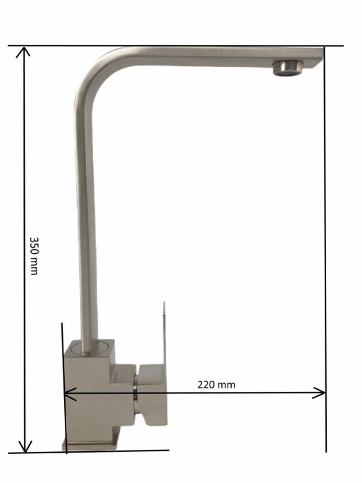 Baterie bucatarie MIXXUS KUB-011 din otel inoxidabil, Monocomanda, Racorduri incluse [3]