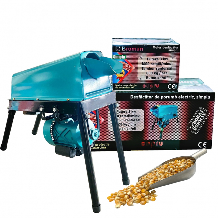Batoza de porumb Broman simpla, 3000 W, 800 kg/h, tambur ranforsat [1]