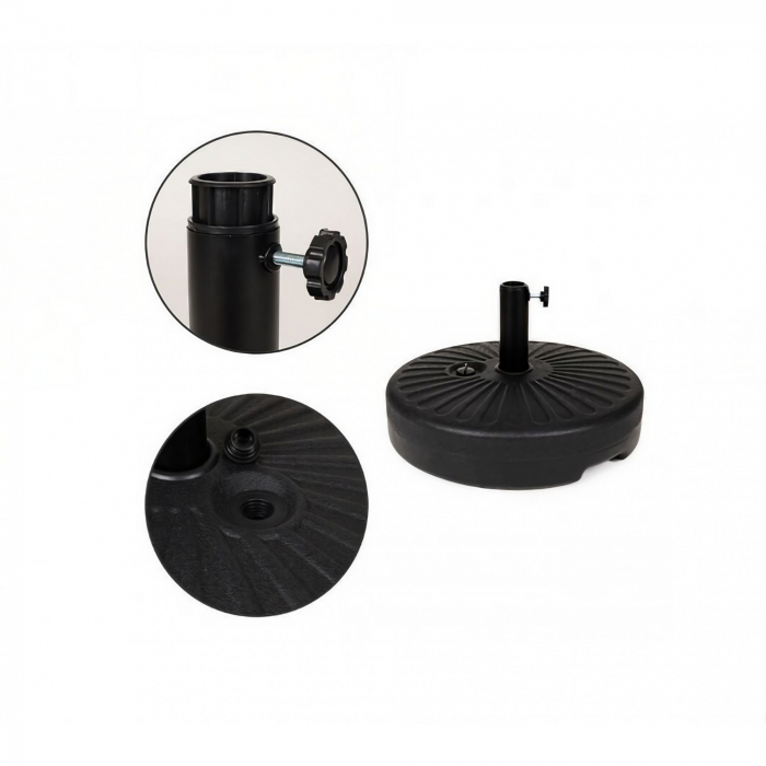 Baza umbrela din plastic Flippy, rotunda, 22 litri, neagra [3]