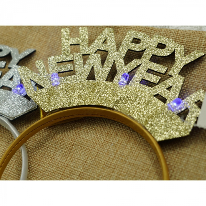 Bentita/cerc Happy Newyear, culoare auriu, marime standard, Flippy [9]