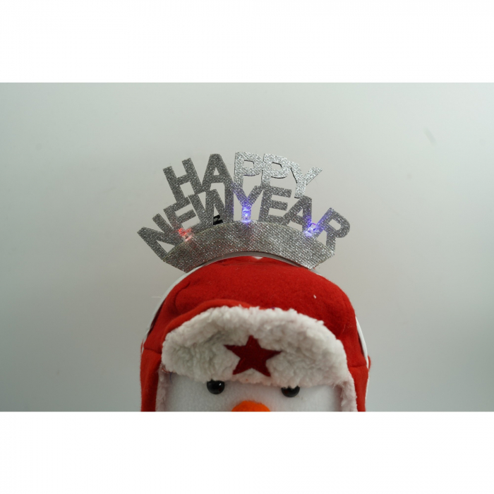 Bentita/cerc Happy Newyear, culoare gri metalic, marime standard, Flippy [3]
