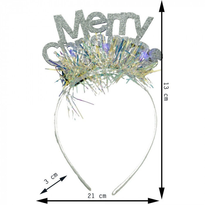 Bentita/cerc Mery Cristmas, culoare gri metalic cu beteala, marime standard, Flippy [11]