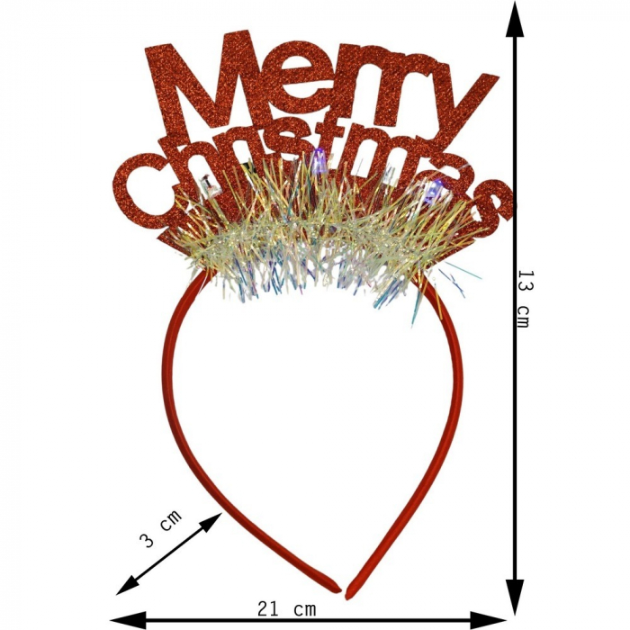 Bentita/cerc Mery Cristmas, culoare rosu cu sclipici, marime standard, Flippy [11]