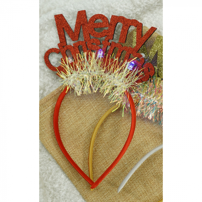 Bentita/cerc Mery Cristmas, culoare rosu cu sclipici, marime standard, Flippy [5]