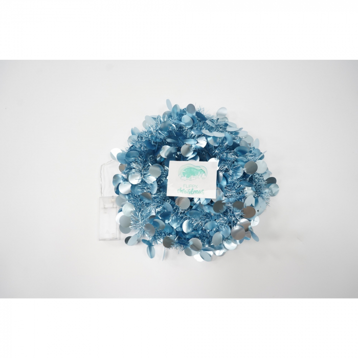 Beteala Craciun cu LED, Albastra, model cu paiete rotunde, 2 m x 5 cm, PVC, Sir, Artificiala, Flippy [4]