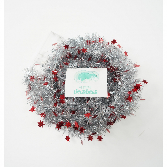 Lichidare Beteala Craciun cu LED, Rosie, model cu stelute, 2 m x 5 cm, PVC, Sir, Artificiala, Flippy [3]