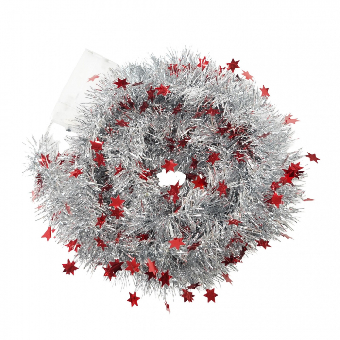 Lichidare Beteala Craciun cu LED, Rosie, model cu stelute, 2 m x 5 cm, PVC, Sir, Artificiala, Flippy [1]