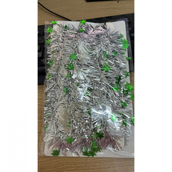 Beteala Craciun cu LED, Verde, model cu stelute, 2 m x 5 cm, PVC, Sir, Artificiala, Flippy [1]