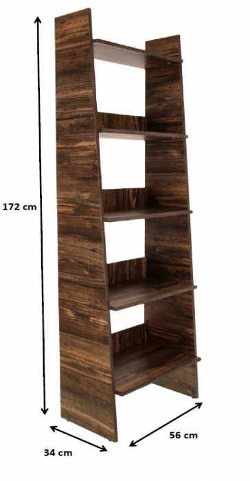Biblioteca cu 5 rafturi, maro, 56x34x172 cm [4]