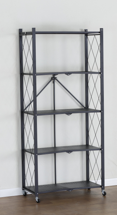 Biblioteca plianta cu 5 rafturi, UnicSpot, negru, 70x34x163 cm [4]