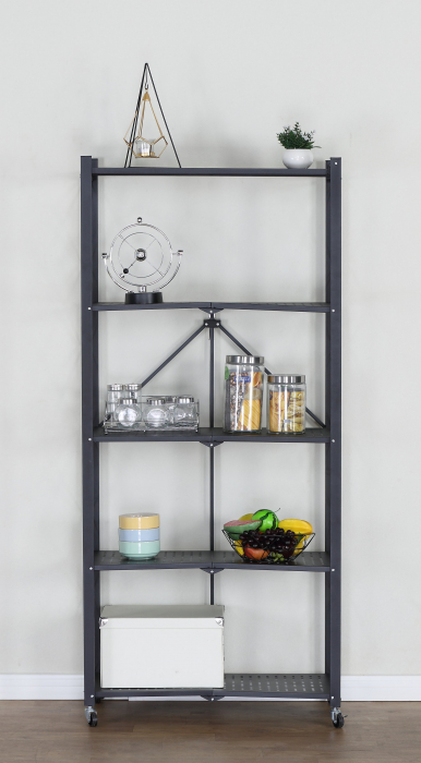 Biblioteca plianta cu 5 rafturi, UnicSpot, negru, 70x34x163 cm [3]