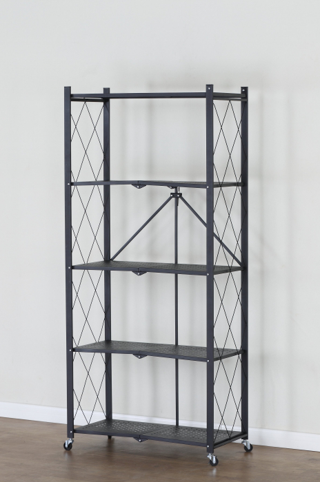 Biblioteca plianta cu 5 rafturi, UnicSpot, negru, 70x34x163 cm [6]