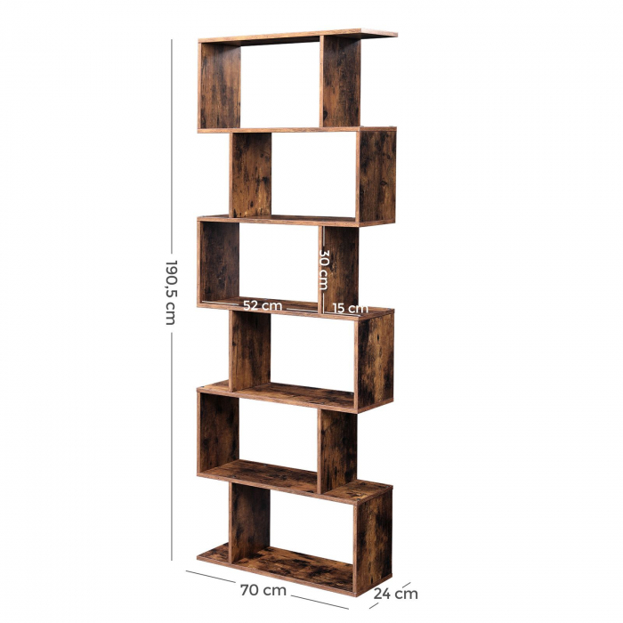 Biblioteca Zig-zag, maro, 70x24x190.5 cm [7]