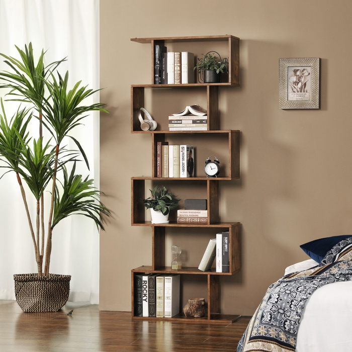 Biblioteca Zig-zag, maro, 70x24x190.5 cm [5]