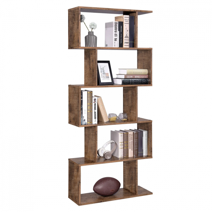 Biblioteca Zig-zag, maro, 70x24x190.5 cm [2]