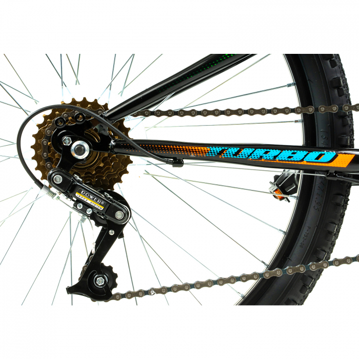 Bicicleta Copii DHS Turbo - 24 Inch, Negru-Portocaliu [5]