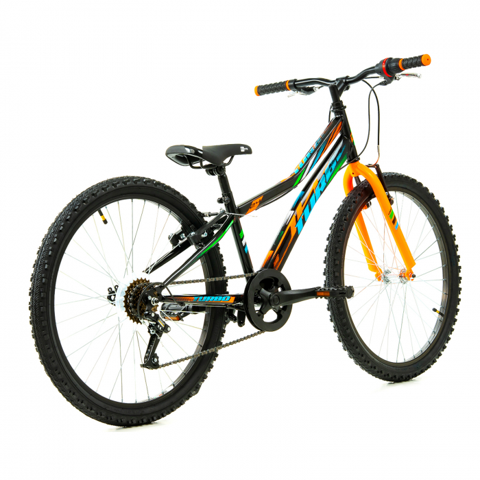 Bicicleta Copii DHS Turbo - 24 Inch, Negru-Portocaliu [3]