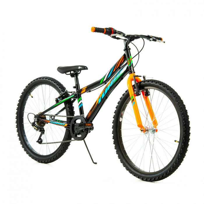 Bicicleta Copii DHS Turbo - 24 Inch, Negru-Portocaliu [2]