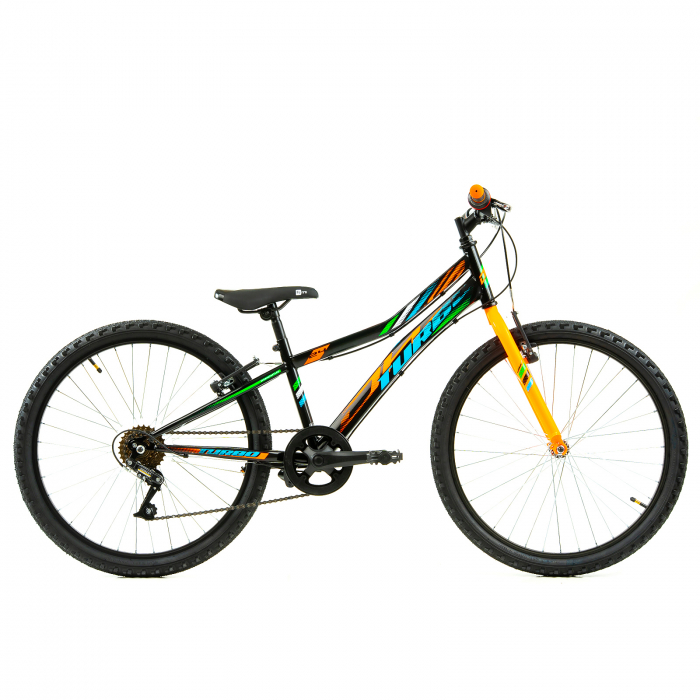 Bicicleta Copii DHS Turbo - 24 Inch, Negru-Portocaliu [1]