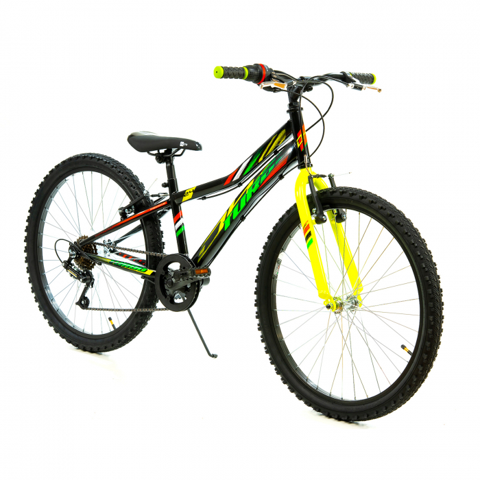 Bicicleta Copii DHS Turbo - 24 Inch, Negru-Verde [2]