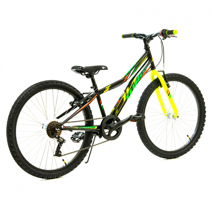 Bicicleta Copii DHS Turbo - 24 Inch, Negru-Verde [3]