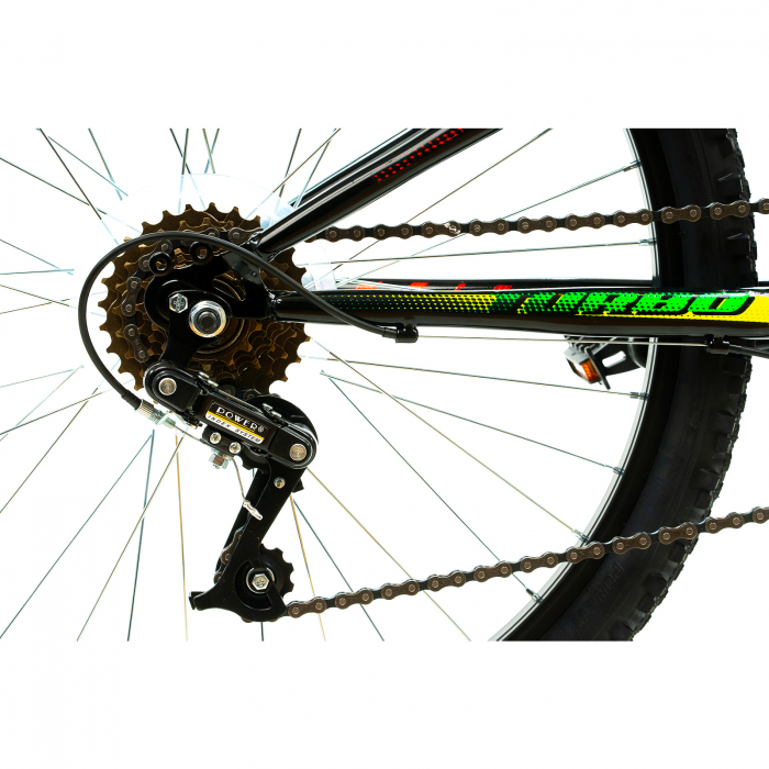 Bicicleta Copii DHS Turbo - 24 Inch, Negru-Verde [5]