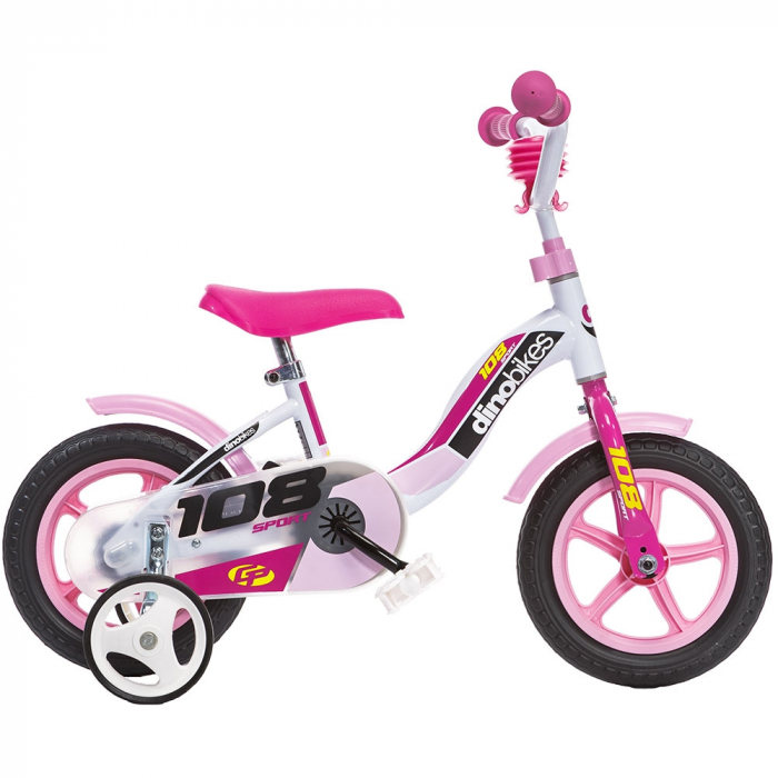 Bicicleta copii Dino Bikes 10' 108 Sport alb si roz [1]