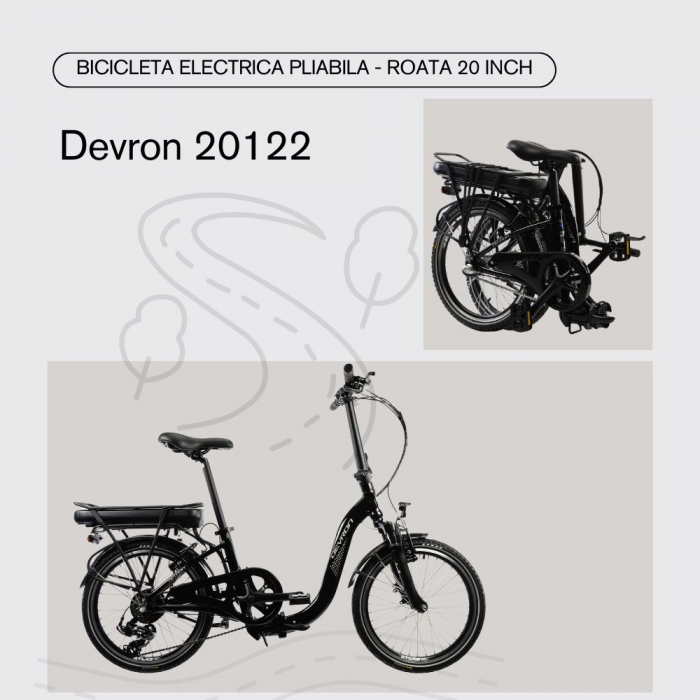 Bicicleta Electrica Pliabila Devron 20122 - 20 Inch, S, Negru [2]