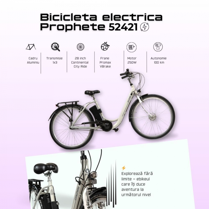 Bicicleta Electrica Prophete 52421 - 28 Inch, M, Alb [4]