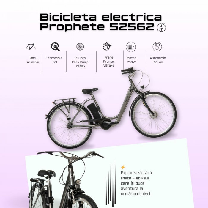 Bicicleta Electrica Prophete 52562 - 28 Inch, M, Gri [4]