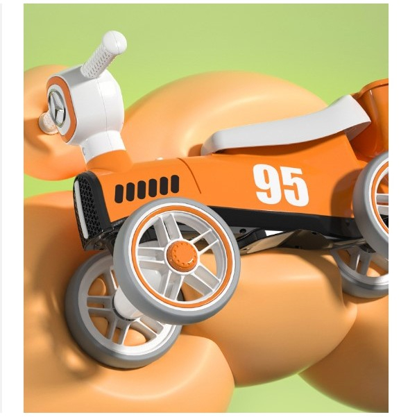Bicicleta fara pedale pentru copii Flippy, cu lumini si muzica, 4 roti, varsta 1-3 ani, material PP, 63 x24 x41 cm, portocaliu [6]