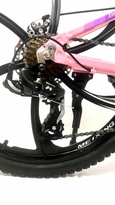 Bicicleta MTB 24″ BR Tornado, cadru Aluminiu, 21 viteze, Roti magnesium cu Shimano, Roz [3]