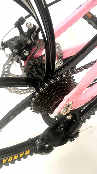 Bicicleta MTB 24″ BR Tornado, cadru Aluminiu, 21 viteze, Roti magnesium cu Shimano, Roz [4]