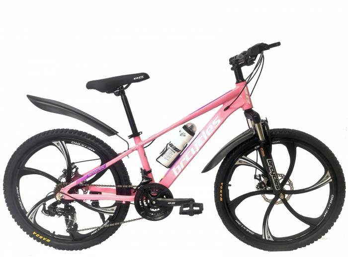 Bicicleta MTB 24″ BR Tornado, cadru Aluminiu, 21 viteze, Roti magnesium cu Shimano, Roz [2]