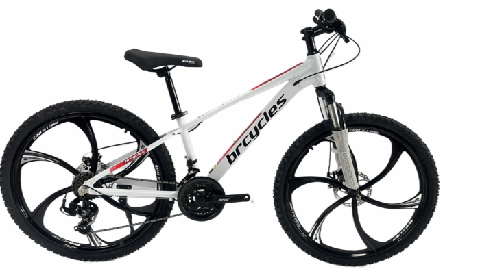 Bicicleta MTB 24″ BR Tornado, cadru Aluminiu, 21 viteze, Roti magnesium cu Shimano, Alb [2]