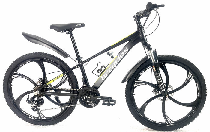 Bicicleta MTB 24″ BR Tornado, cadru Aluminiu, 21 viteze, Roti magnesium cu Shimano, Negru [2]