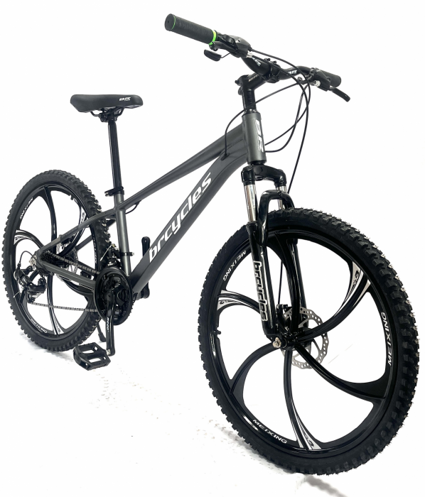 Bicicleta MTB 26″ BR A2604 Tornado, cadru Aluminiu, 21 viteze, Roti magnesium cu Shimano, Gri [2]