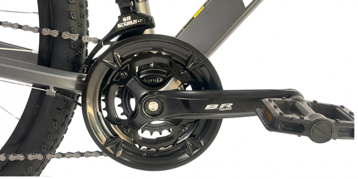 Bicicleta MTB 29″ BR Tornado A2905 Trekking cu Carrier, cadru Aluminiu, 21 viteze, cu Shimano, Gri [5]