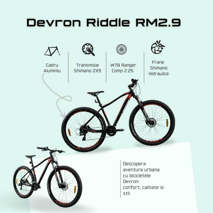 Bicicleta Mtb Devron 2023 RM2.9 - 29 Inch, L, Negru-Rosu [4]
