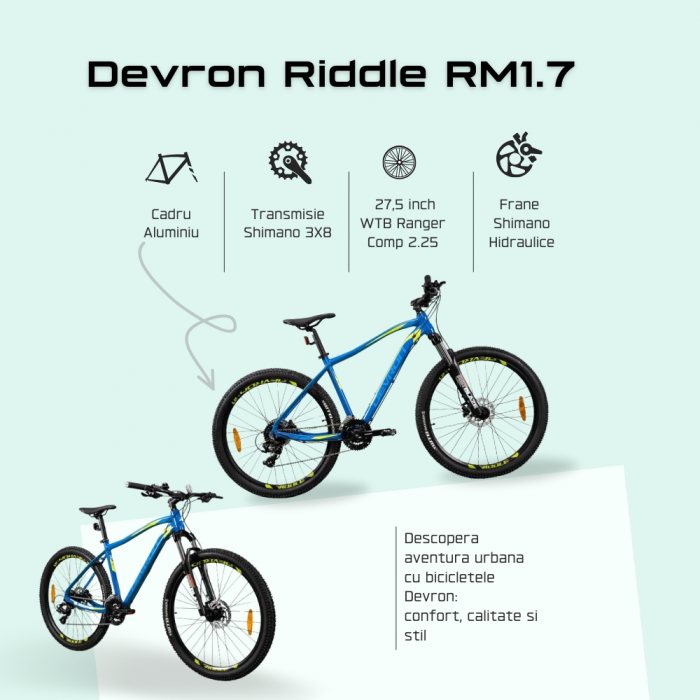 Bicicleta Mtb Devron Riddle 2023 RM1.7 - 27.5 Inch, L, Albastru [4]