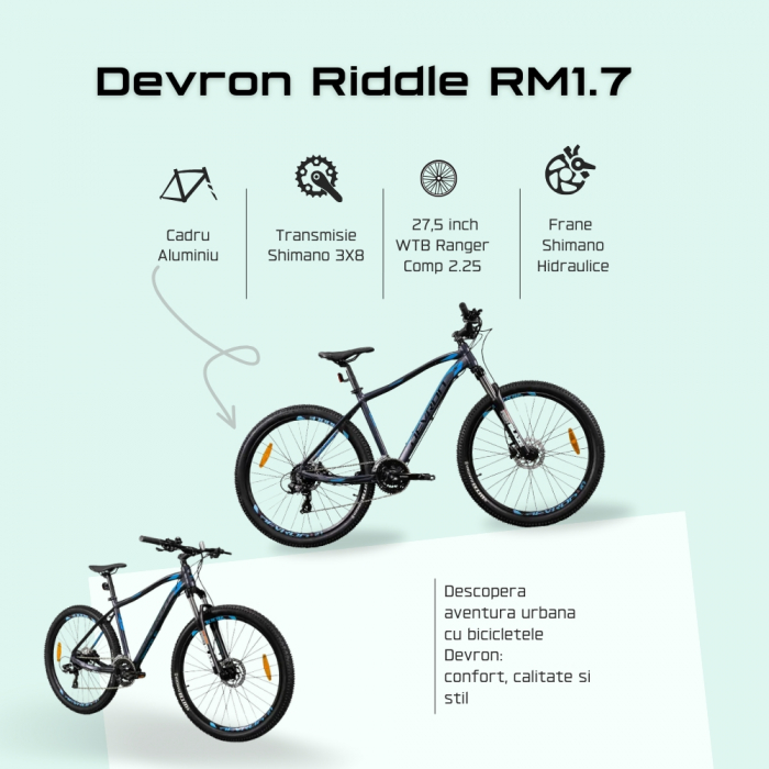 Bicicleta Mtb Devron Riddle 2023 RM1.7 - 27.5 Inch, S, Gri [4]