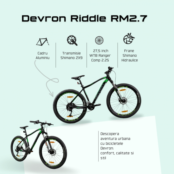 Bicicleta Mtb Devron Riddle 2023 RM2.7 - 27.5 Inch, M, Negru [4]