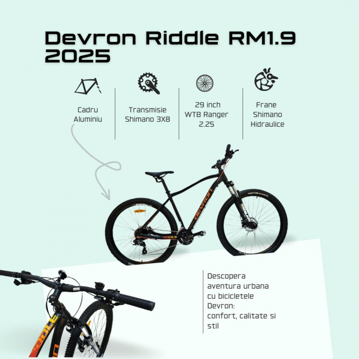 Bicicleta Mtb Devron Riddle RM1.9 2025 - 29 Inch, L, Negru [3]