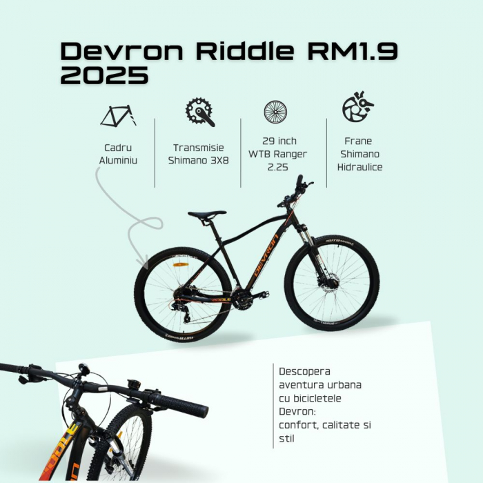 Bicicleta Mtb Devron Riddle RM1.9 2025 - 29 Inch, M, Negru [3]