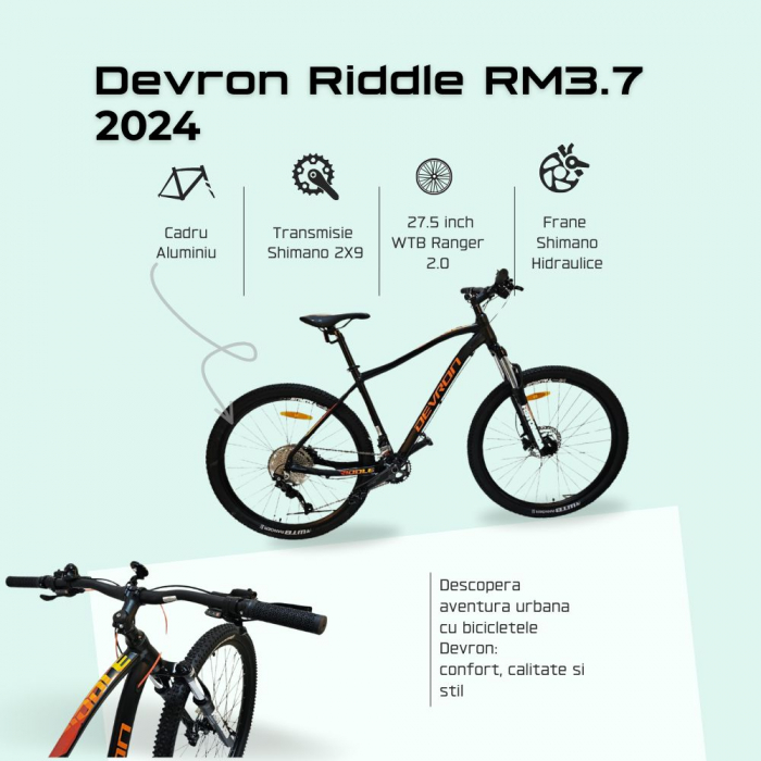 Bicicleta Mtb Devron Riddle RM3.7 2024 - 27.5 Inch, L, Negru [3]