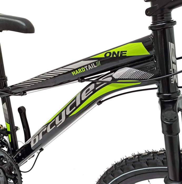 Bicicleta MTB-HT 26" BR Storm, cadru otel 14", frane disc, manete secventiale, 21 viteze, negru/verde [2]