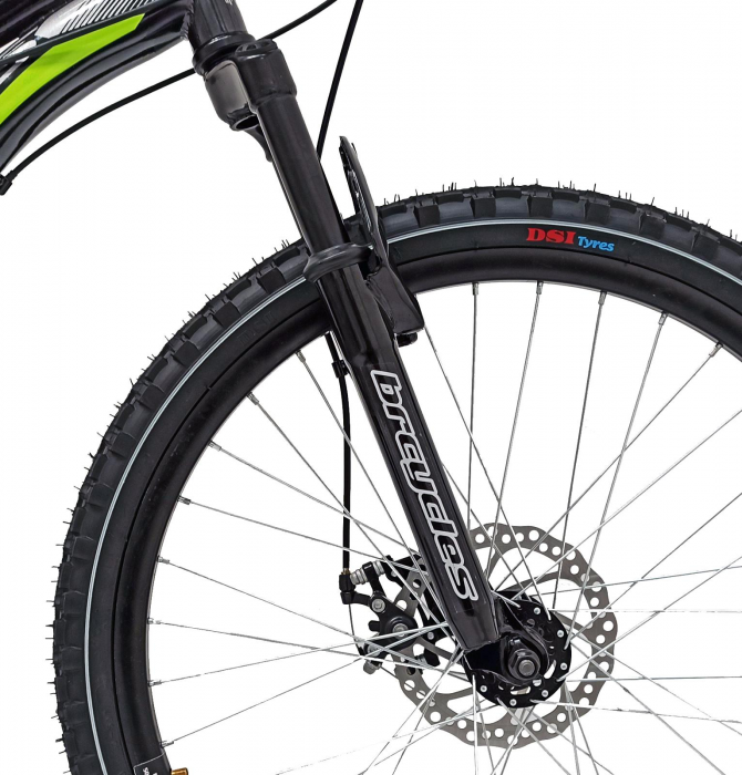 Bicicleta MTB-HT 26" BR Storm, cadru otel 14", frane disc, manete secventiale, 21 viteze, negru/verde [6]
