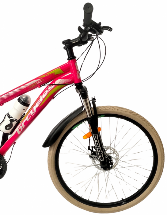Bicicleta MTB-HT 26" BR Storm, cadru otel 14", frane disc, manete secventiale, 21 viteze, Roz [3]