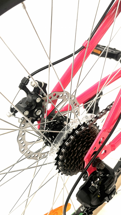 Bicicleta MTB-HT 26" BR Storm, cadru otel 14", frane disc, manete secventiale, 21 viteze, Roz [5]